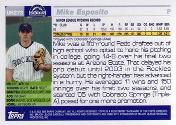 2005 Topps Updates & Highlights #UH273 Mike Esposito Back