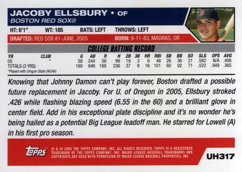 2005 Topps Updates & Highlights #UH317 Jacoby Ellsbury Back