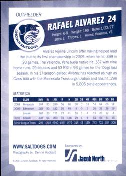 2011 Lincoln Saltdogs #NNO Rafael Alvarez Back