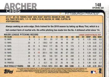 2019 Topps Opening Day #148 Chris Archer Back