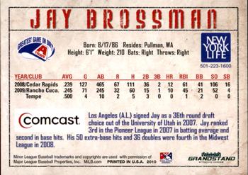 2010 Grandstand Arkansas Travelers #NNO Jay Brossman Back