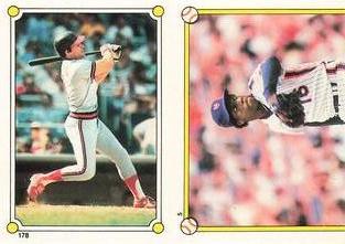 1987 Topps Stickers Hard Back Test Issue #5 / 178 Dwight Gooden / Brian Downing Front