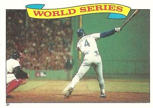 1987 Topps Stickers Hard Back Test Issue #21 1986 World Series Front