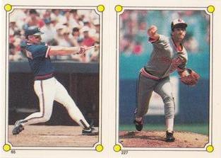 1987 Topps Stickers Hard Back Test Issue #65 / 227 Keith Moreland / Mike Boddicker Front