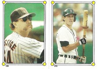 1987 Topps Stickers Hard Back Test Issue #109 / 270 Rich Gossage / Alan Trammell Front