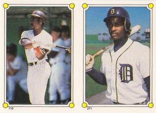1987 Topps Stickers Hard Back Test Issue #110 / 271 Garry Templeton / Darnell Coles Front
