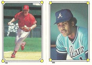 1987 Topps Stickers Hard Back Test Issue #143 / 305 Buddy Bell / Andres Thomas Front