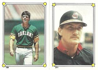 1987 Topps Stickers Hard Back Test Issue #169 / 311 Bruce Bochte / Andy Allanson Front