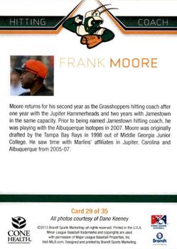 2013 Brandt Greensboro Grasshoppers #29 Frank Moore Back
