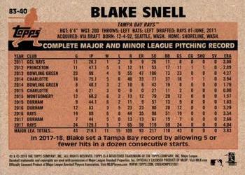 2018 Topps Update - 1983 Topps Baseball 35th Anniversary #83-40 Blake Snell Back