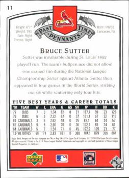 2005 UD Past Time Pennants #11 Bruce Sutter Back