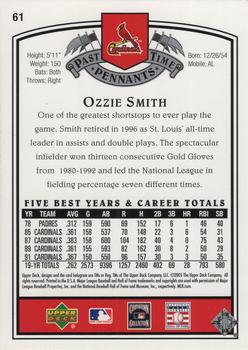 2005 UD Past Time Pennants #61 Ozzie Smith Back