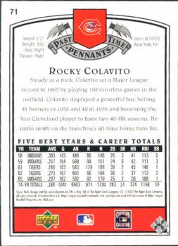 2005 UD Past Time Pennants #71 Rocky Colavito Back