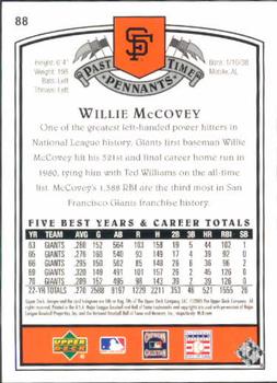 2005 UD Past Time Pennants #88 Willie McCovey Back
