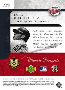 2005 Upper Deck Ultimate Collection #183 Luis Rodriguez Back