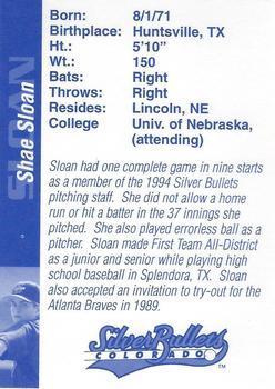 1995 Colorado Silver Bullets #NNO Shae Sloan Back