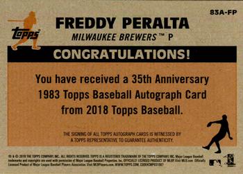 2018 Topps Update - 1983 Topps Baseball 35th Anniversary Autographs #83A-FP Freddy Peralta Back