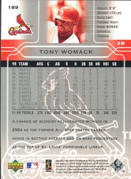 2005 Upper Deck #189 Tony Womack Back