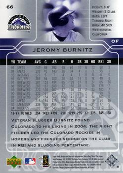 2005 Upper Deck #66 Jeromy Burnitz Back