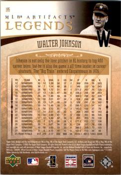 2005 Upper Deck Artifacts #195 Walter Johnson Back