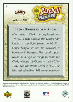 2005 Upper Deck Baseball Heroes #91 Will Clark Back
