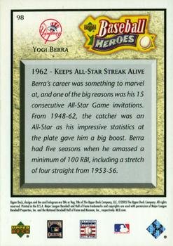 2005 Upper Deck Baseball Heroes #98 Yogi Berra Back