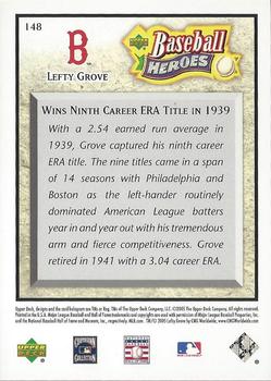 2005 Upper Deck Baseball Heroes #148 Lefty Grove Back