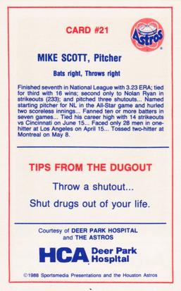1988 Houston Astros Police #21 Mike Scott Back