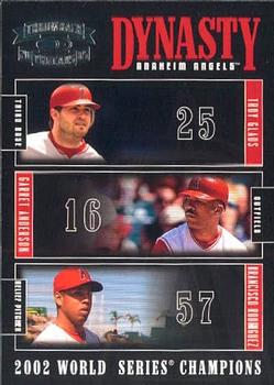 2005 Donruss Throwback Threads - Dynasty #D-8 Troy Glaus / Garret Anderson / Francisco Rodriguez Front
