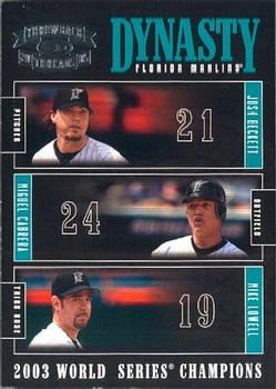 2005 Donruss Throwback Threads - Dynasty #D-9 Josh Beckett / Miguel Cabrera / Mike Lowell Front