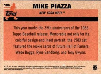 2018 Topps Update - 1983 Topps Baseball 35th Anniversary Chrome Silver Pack #106 Mike Piazza Back