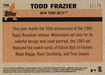 2018 Topps Update - 1983 Topps Baseball 35th Anniversary Chrome Silver Pack Purple Refractor #124 Todd Frazier Back