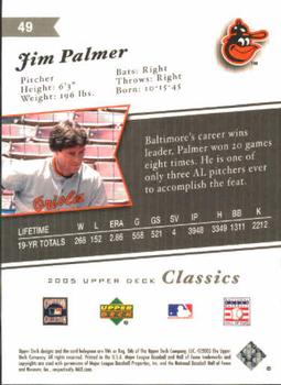 2005 Upper Deck Classics #49 Jim Palmer Back