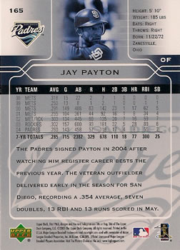 2005 Upper Deck First Pitch #165 Jay Payton Back