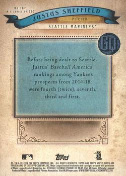 2019 Topps Gypsy Queen #187 Justus Sheffield Back
