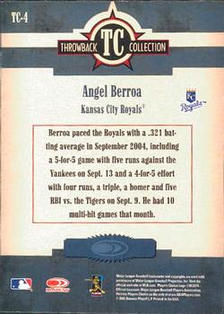 2005 Donruss Throwback Threads - Throwback Collection #TC-4 Angel Berroa Back