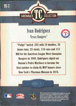 2005 Donruss Throwback Threads - Throwback Collection #TC-7 Ivan Rodriguez Back