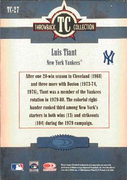 2005 Donruss Throwback Threads - Throwback Collection #TC-27 Luis Tiant Back
