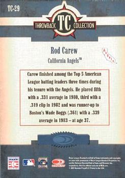 2005 Donruss Throwback Threads - Throwback Collection #TC-29 Rod Carew Back