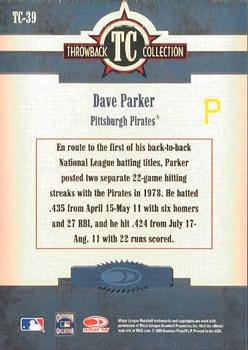 2005 Donruss Throwback Threads - Throwback Collection #TC-39 Dave Parker Back