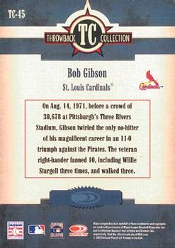 2005 Donruss Throwback Threads - Throwback Collection #TC-45 Bob Gibson Back