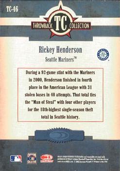 2005 Donruss Throwback Threads - Throwback Collection #TC-46 Rickey Henderson Back