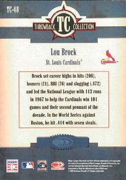 2005 Donruss Throwback Threads - Throwback Collection #TC-48 Lou Brock Back