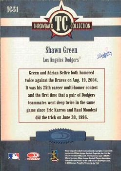 2005 Donruss Throwback Threads - Throwback Collection #TC-51 Shawn Green Back