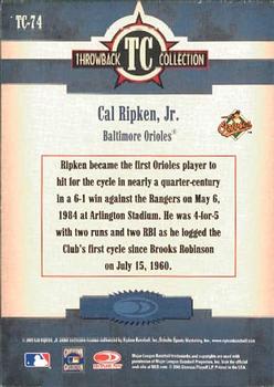 2005 Donruss Throwback Threads - Throwback Collection #TC-74 Cal Ripken Jr. Back