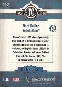 2005 Donruss Throwback Threads - Throwback Collection Spectrum #TC-63 Mark Mulder Back