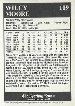 1991 Conlon Collection TSN - No MLB Logo #109 Wilcy Moore Back