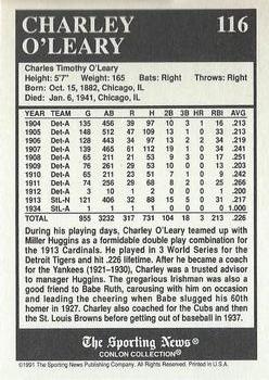 1991 Conlon Collection TSN - No MLB Logo #116 Charley O'Leary Back