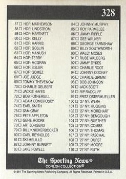 1991 Conlon Collection TSN - No MLB Logo #328 Checklist: 1-110 Back