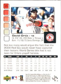 2005 Upper Deck Pros & Prospects #25 David Ortiz Back